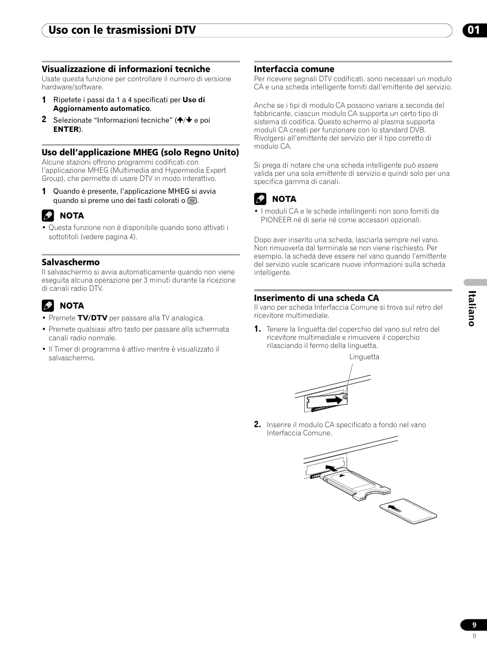 01 uso con le trasmissioni dtv, Italiano | Pioneer PDP-435XDE User Manual | Page 51 / 100