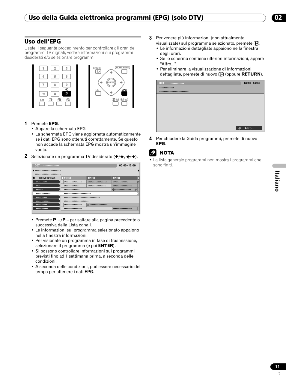 Uso dell’epg, Italiano | Pioneer PDP-435XDE User Manual | Page 53 / 100