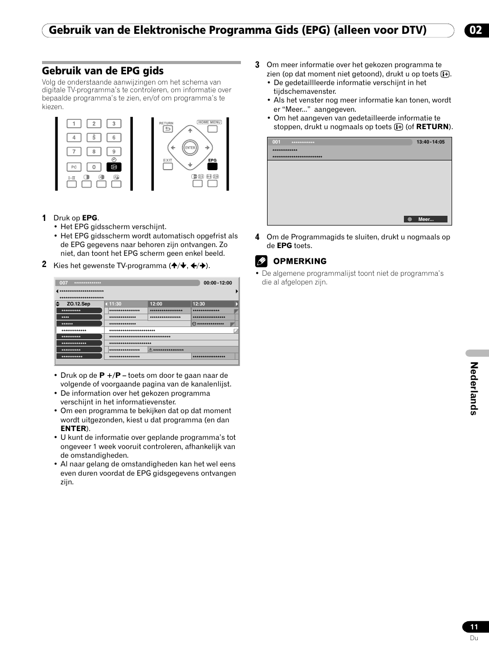 Gebruik van de epg gids, Nederlands | Pioneer PDP-435XDE User Manual | Page 67 / 100