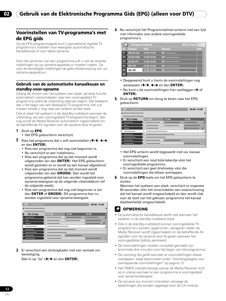 Voorinstellen van tv-programma’s met de epg gids | Pioneer PDP-435XDE User Manual | Page 68 / 100