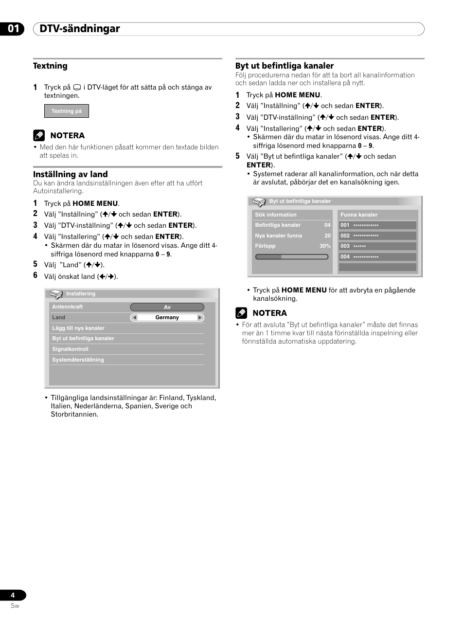 01 dtv-sändningar | Pioneer PDP-435XDE User Manual | Page 74 / 100