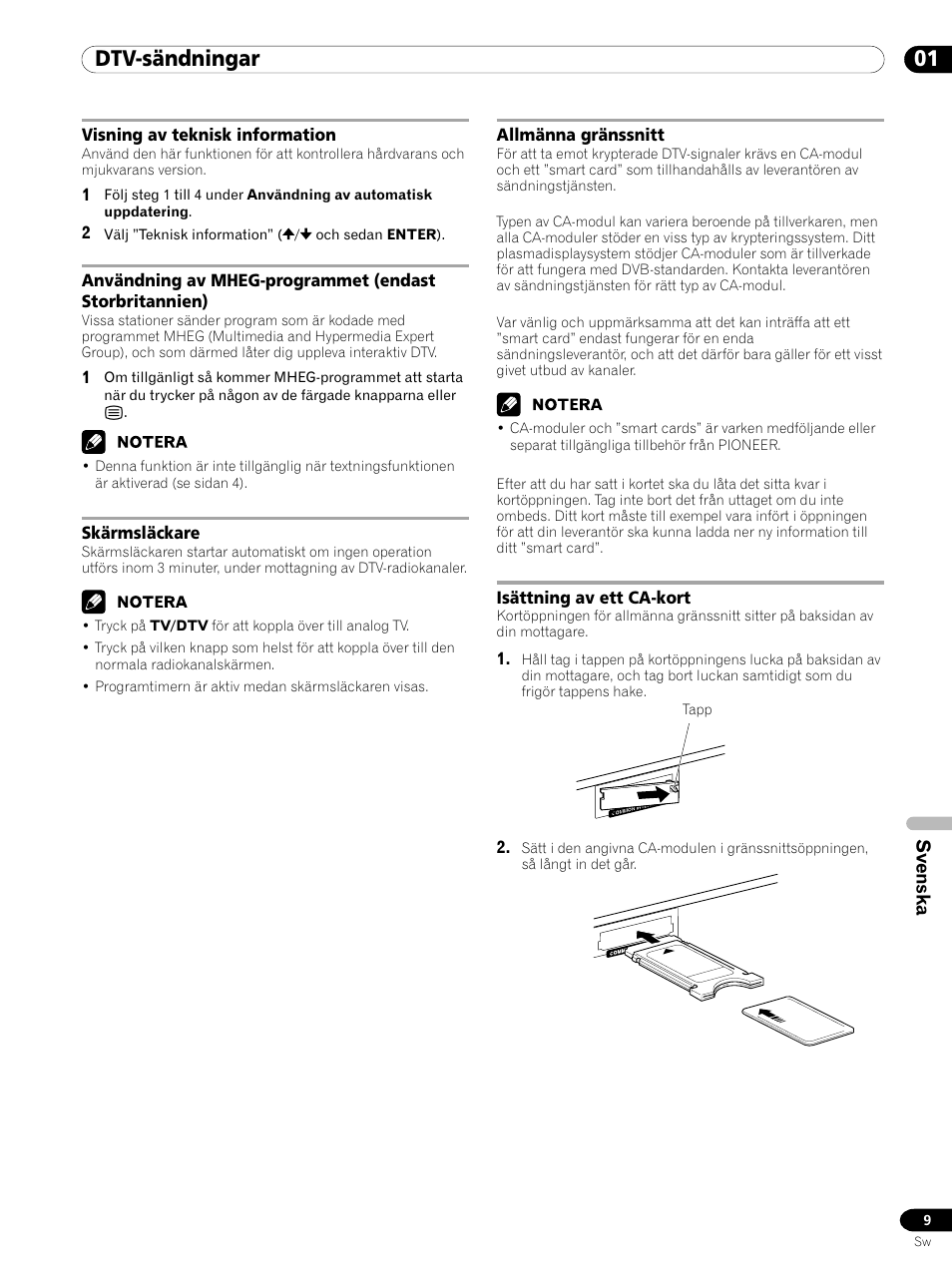 01 dtv-sändningar, Svenska | Pioneer PDP-435XDE User Manual | Page 79 / 100