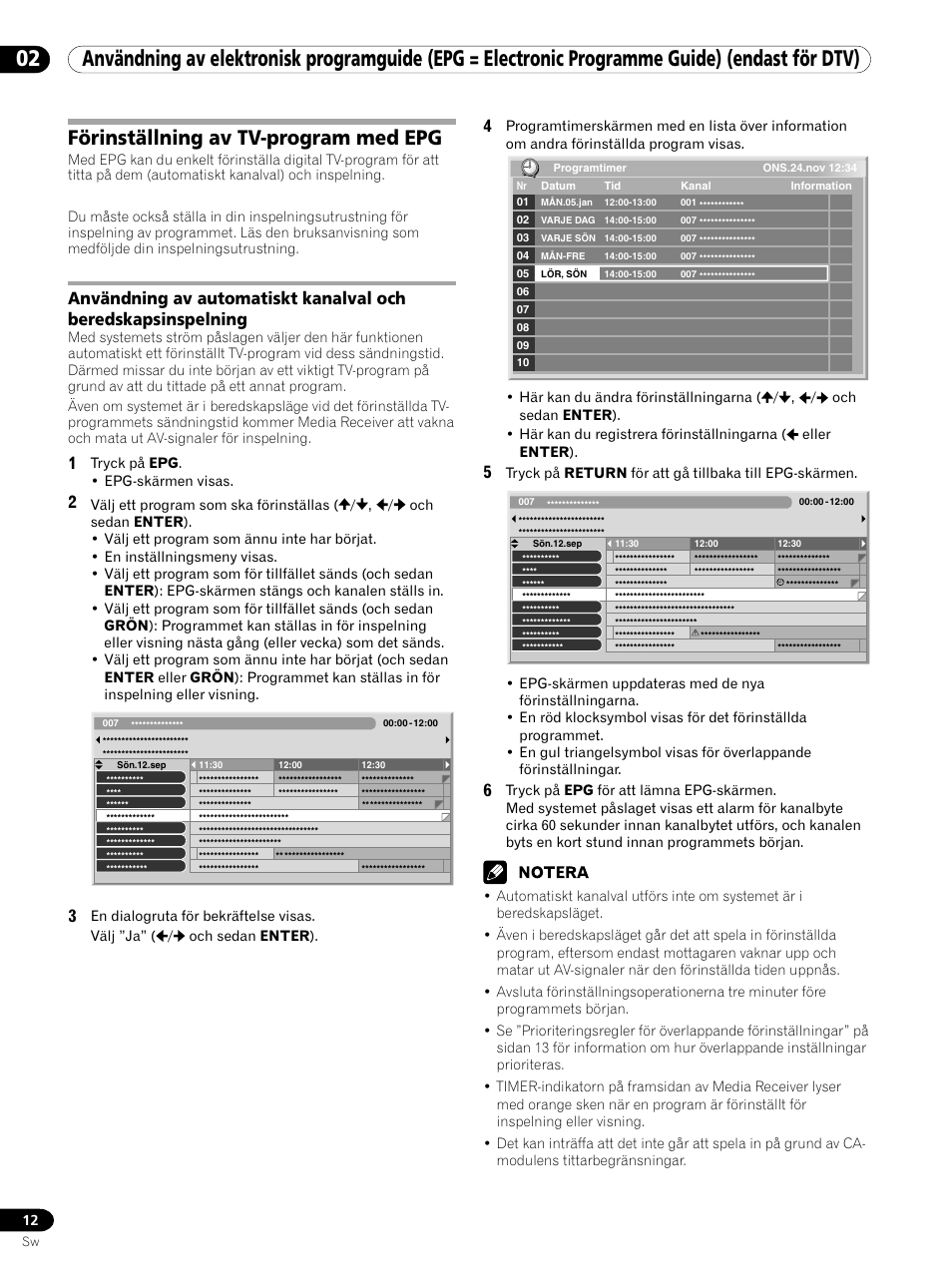 Förinställning av tv-program med epg | Pioneer PDP-435XDE User Manual | Page 82 / 100