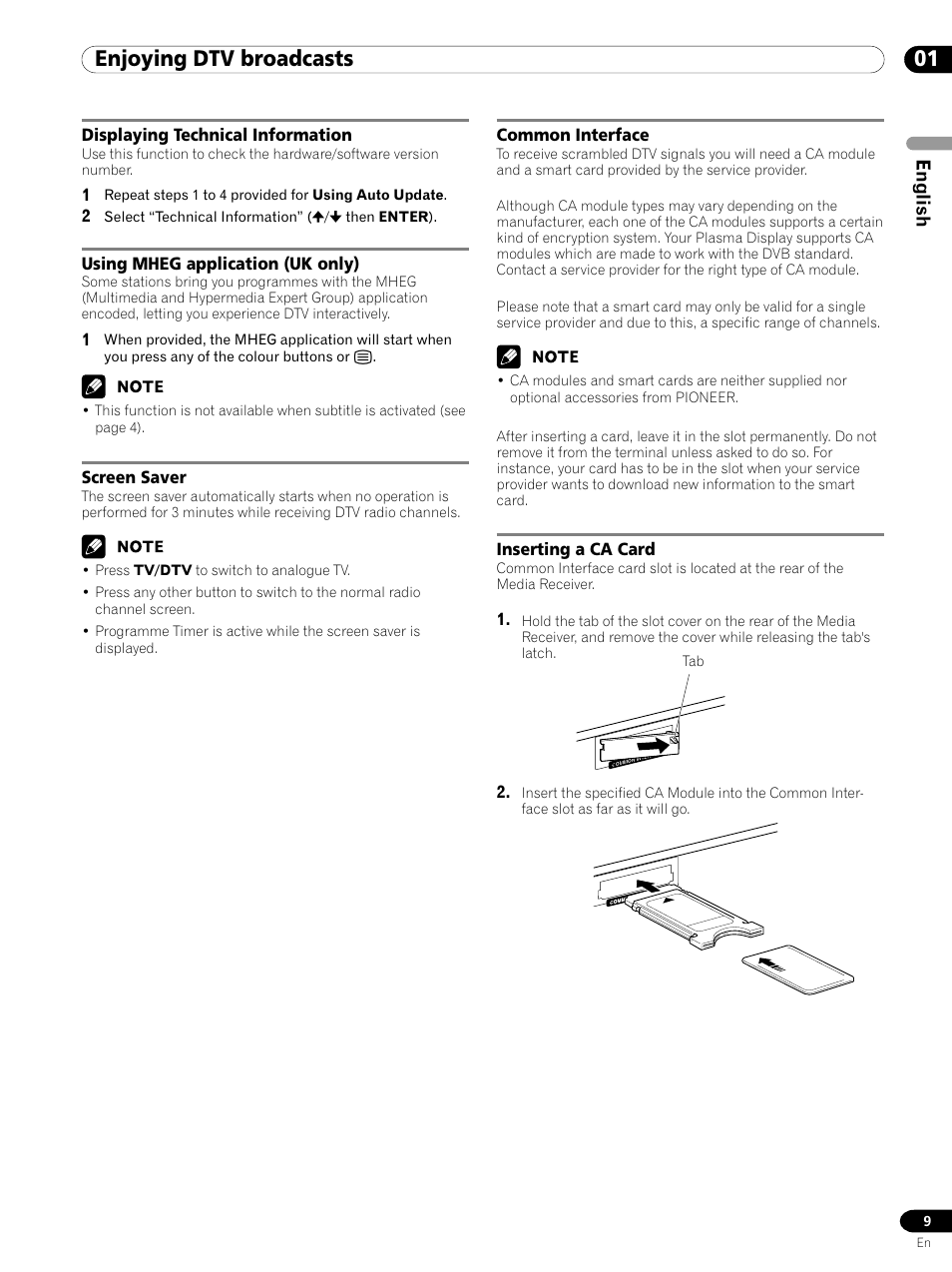 01 enjoying dtv broadcasts, English | Pioneer PDP-435XDE User Manual | Page 9 / 100