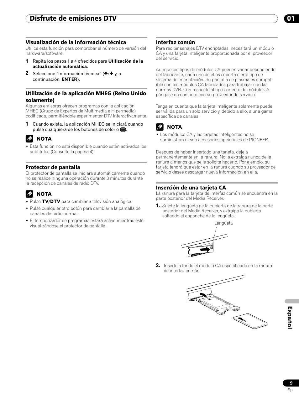 01 disfrute de emisiones dtv, Español | Pioneer PDP-435XDE User Manual | Page 93 / 100