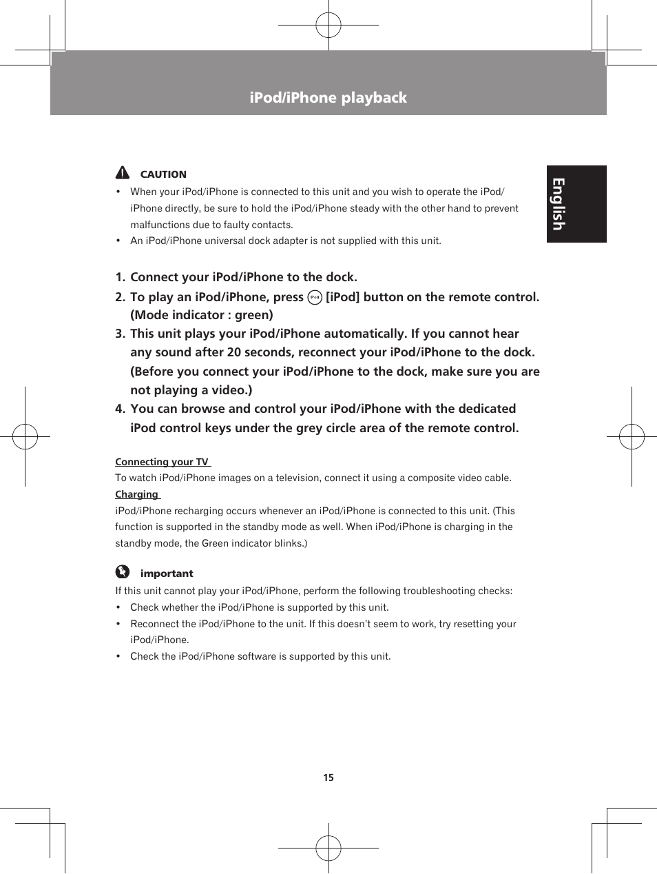 English, Ipod/iphone playback | Pioneer XW-BTS3-W User Manual | Page 15 / 72