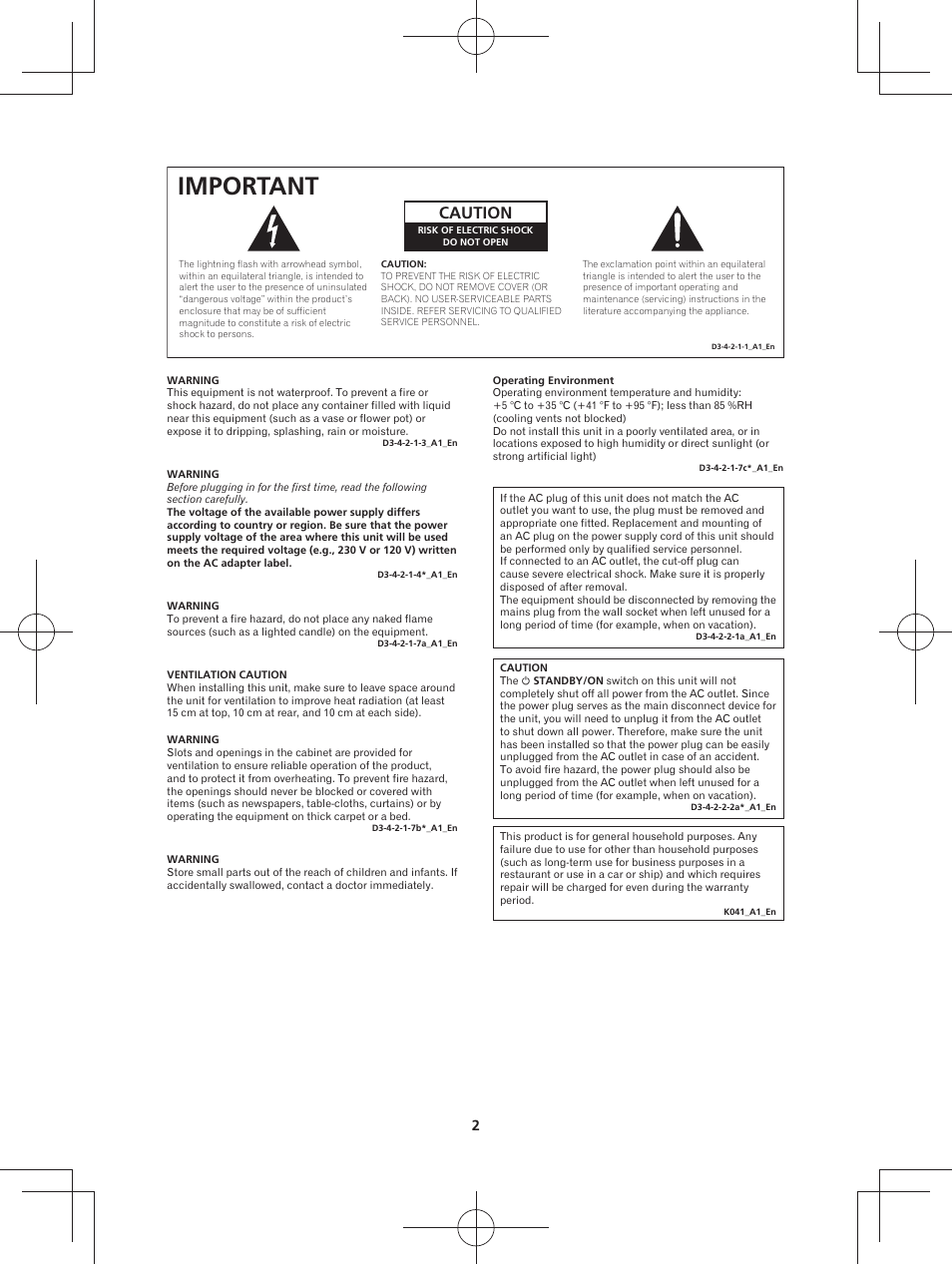 Important, Caution | Pioneer XW-BTS3-W User Manual | Page 2 / 72