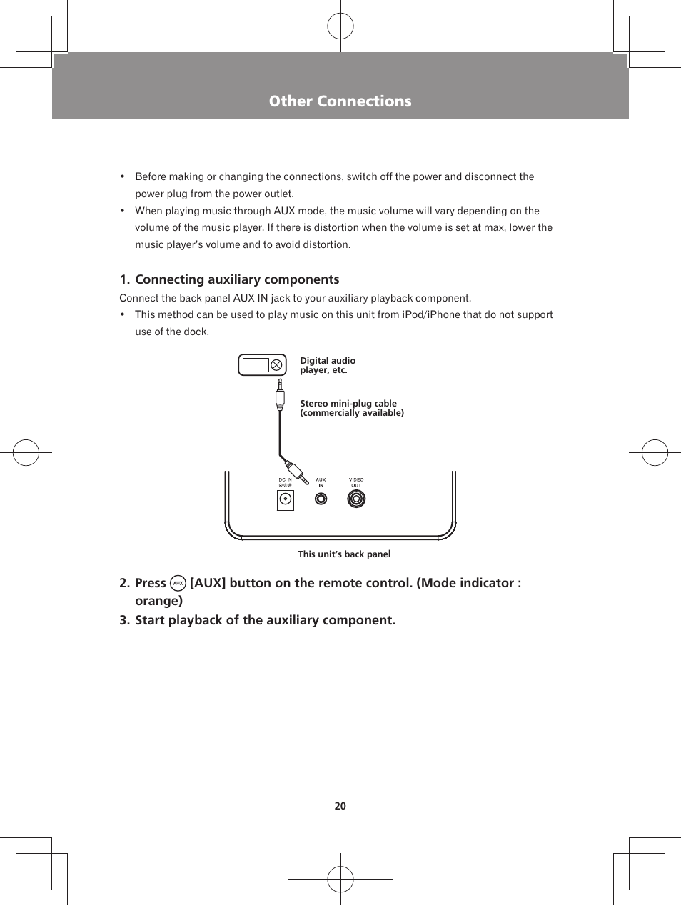 Other connections | Pioneer XW-BTS3-W User Manual | Page 20 / 72