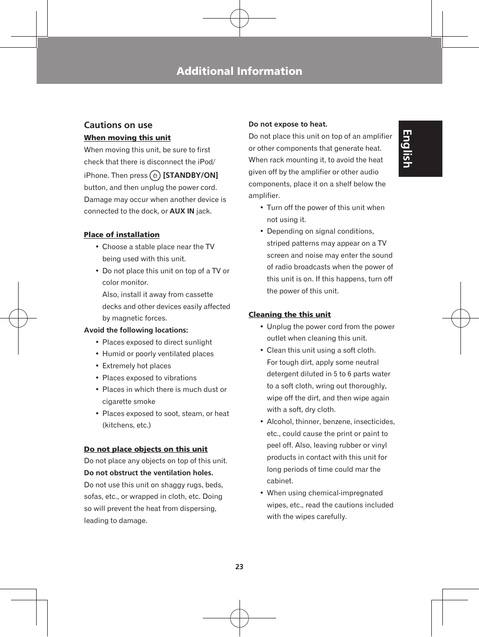 English, Additional information | Pioneer XW-BTS3-W User Manual | Page 23 / 72