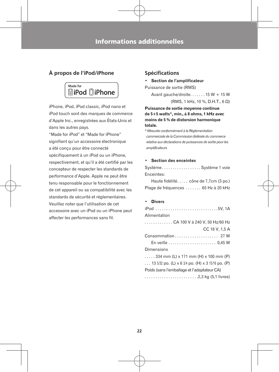 Informations additionnelles | Pioneer XW-BTS3-W User Manual | Page 46 / 72