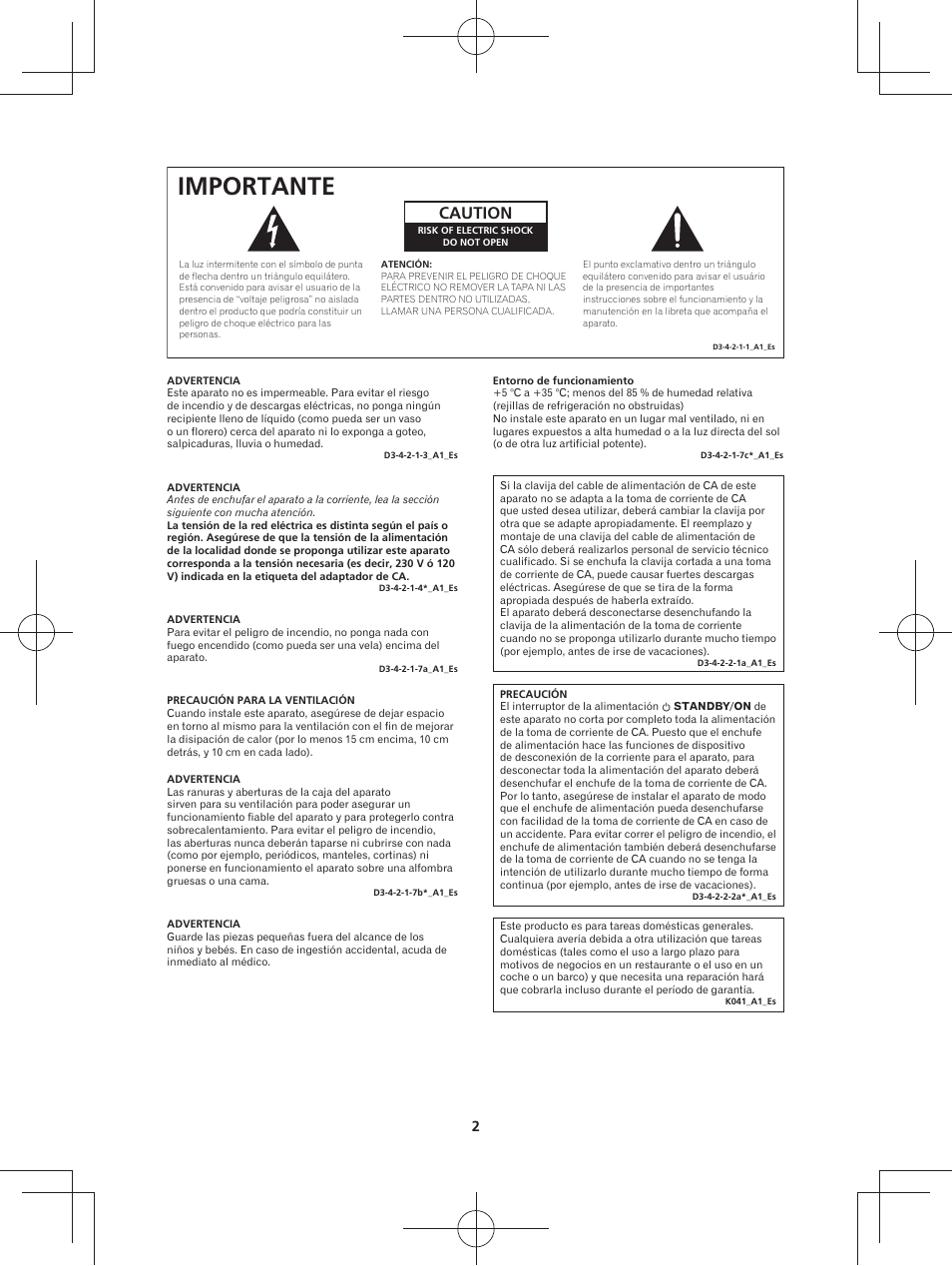 Importante, Caution | Pioneer XW-BTS3-W User Manual | Page 48 / 72