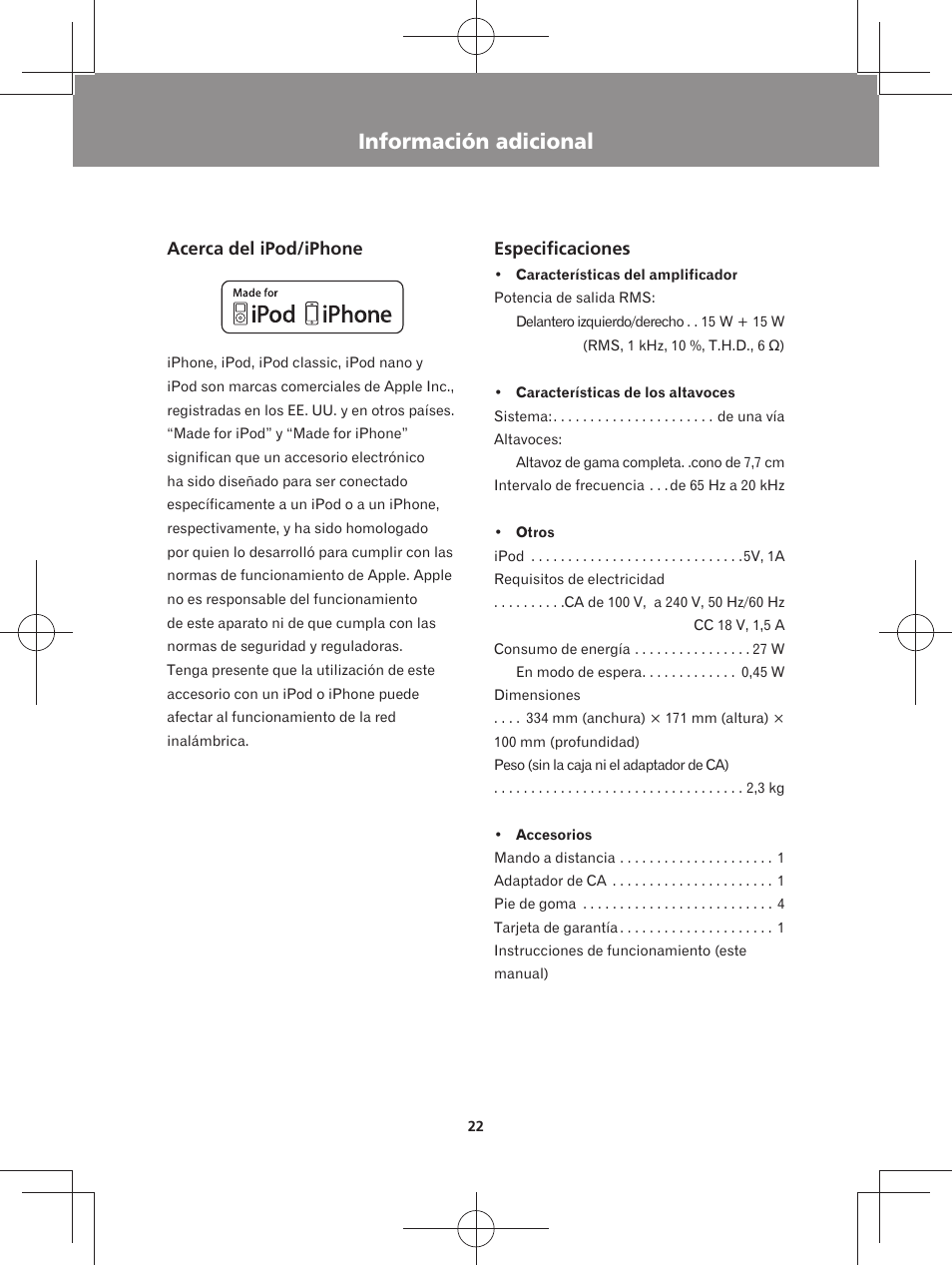 Información adicional | Pioneer XW-BTS3-W User Manual | Page 68 / 72