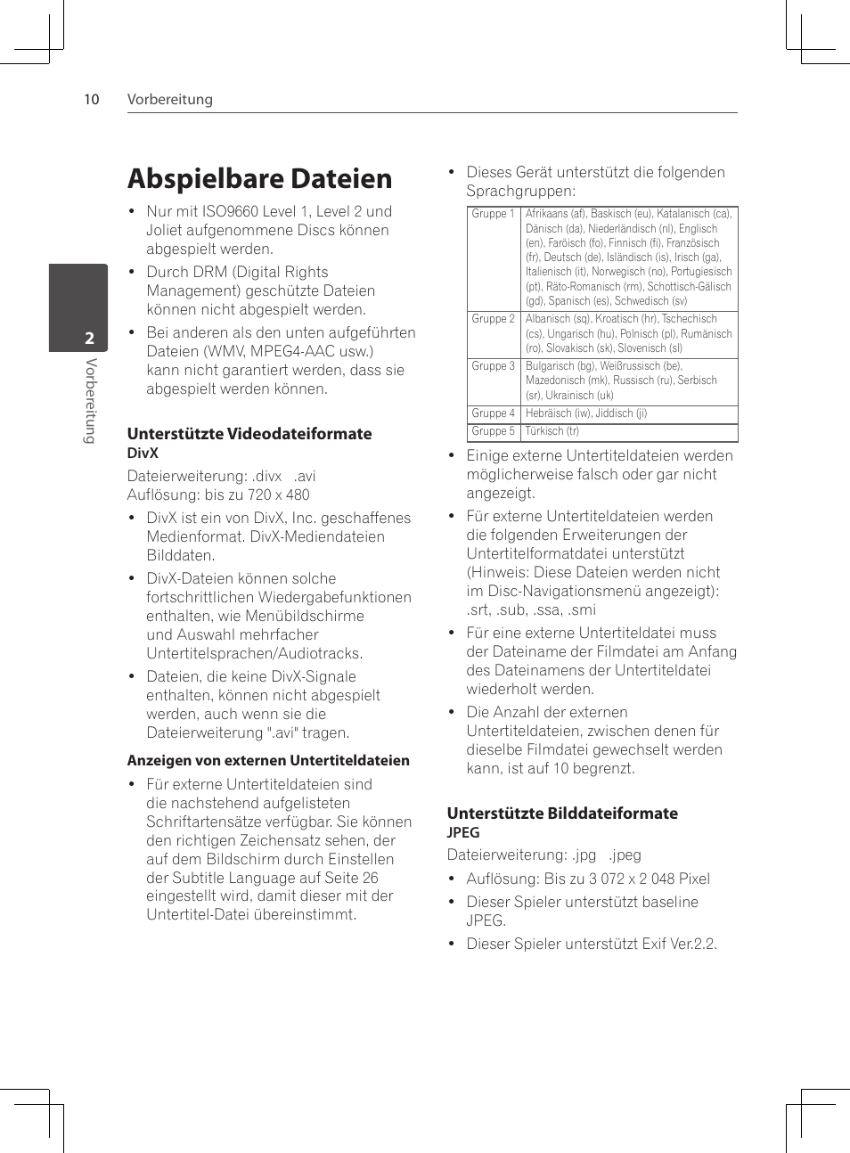 Abspielbare dateien | Pioneer DCS-424K User Manual | Page 102 / 280