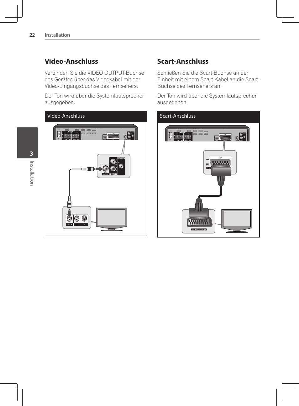 Video-anschluss, Scart-anschluss | Pioneer DCS-424K User Manual | Page 114 / 280