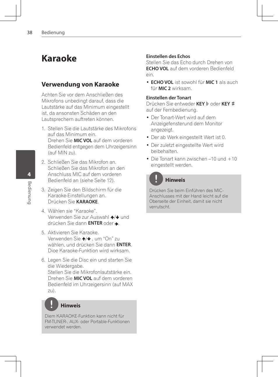 38 karaoke 38, Verwendung von karaoke, Karaoke | Pioneer DCS-424K User Manual | Page 130 / 280