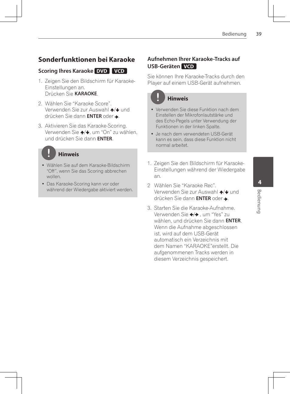 Sonderfunktionen bei karaoke | Pioneer DCS-424K User Manual | Page 131 / 280