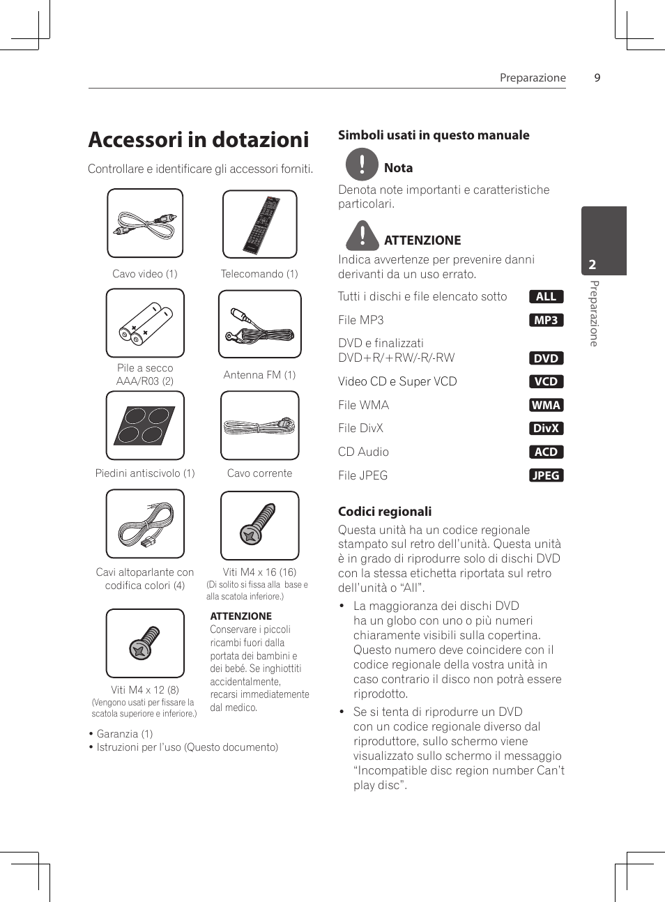 Accessori in dotazioni | Pioneer DCS-424K User Manual | Page 147 / 280