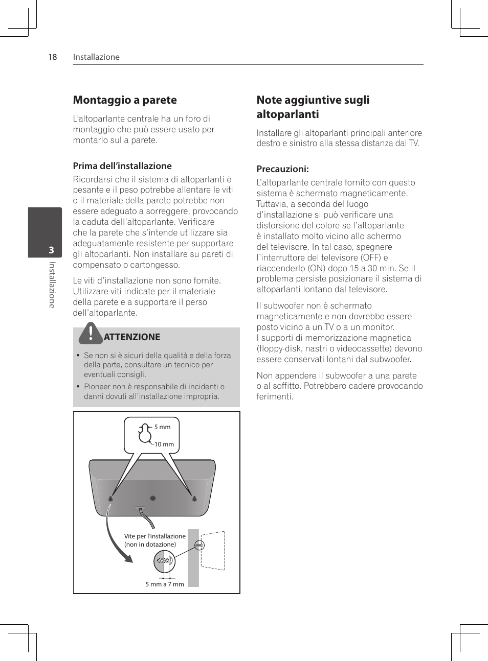 Montaggio a parete, Note aggiuntive sugli altoparlanti | Pioneer DCS-424K User Manual | Page 156 / 280