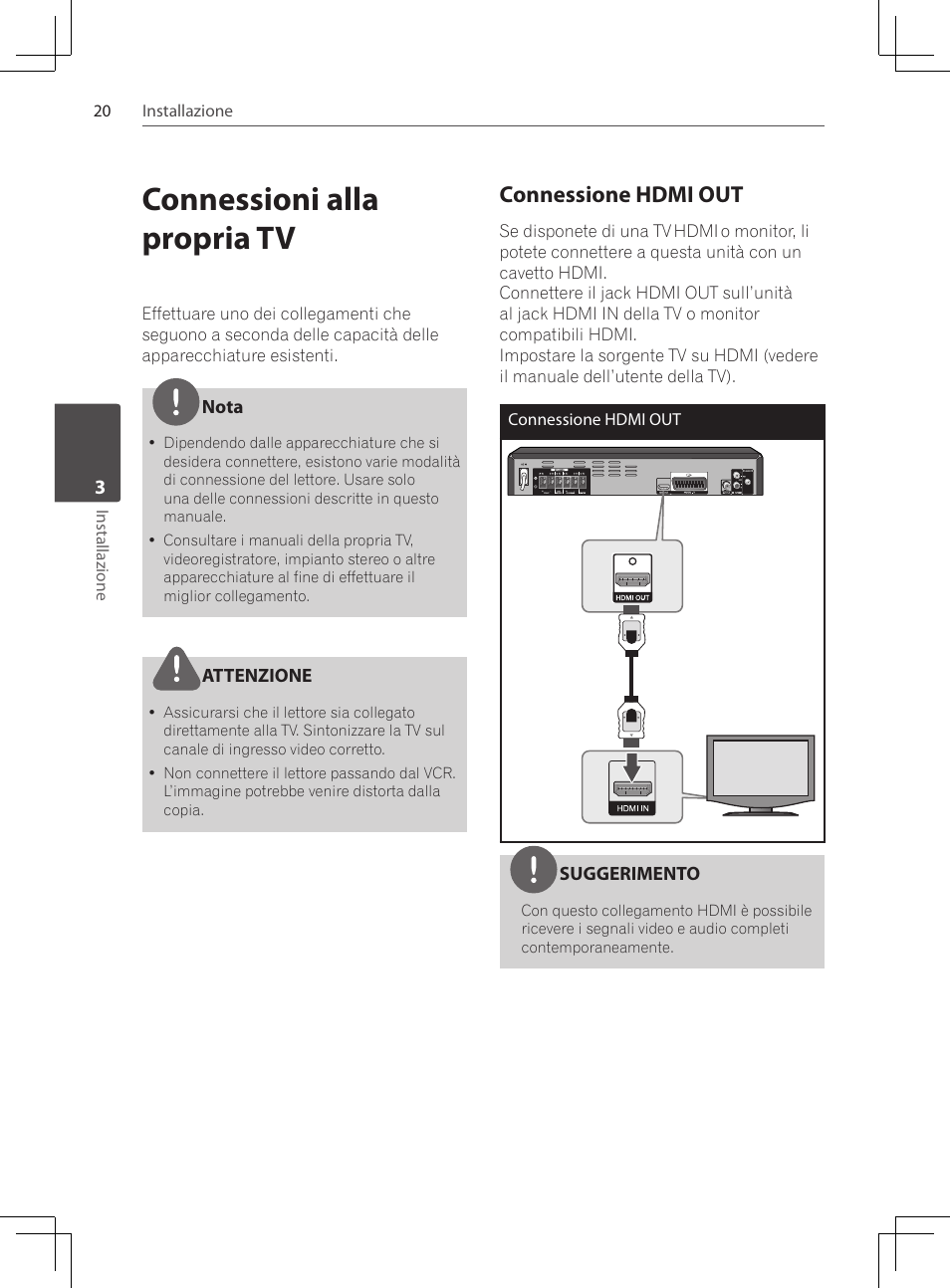Connessioni alla propria tv, Connessione hdmi out | Pioneer DCS-424K User Manual | Page 158 / 280