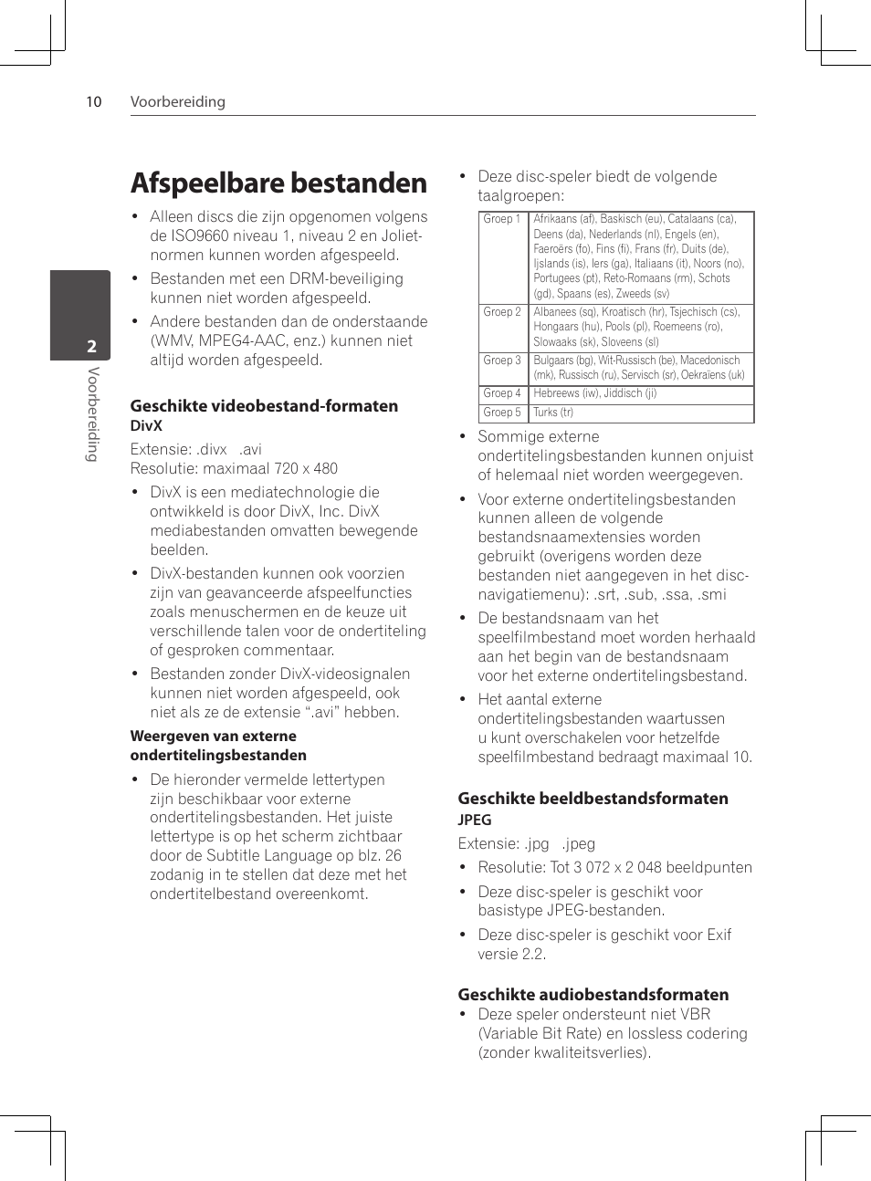 Afspeelbare bestanden | Pioneer DCS-424K User Manual | Page 194 / 280