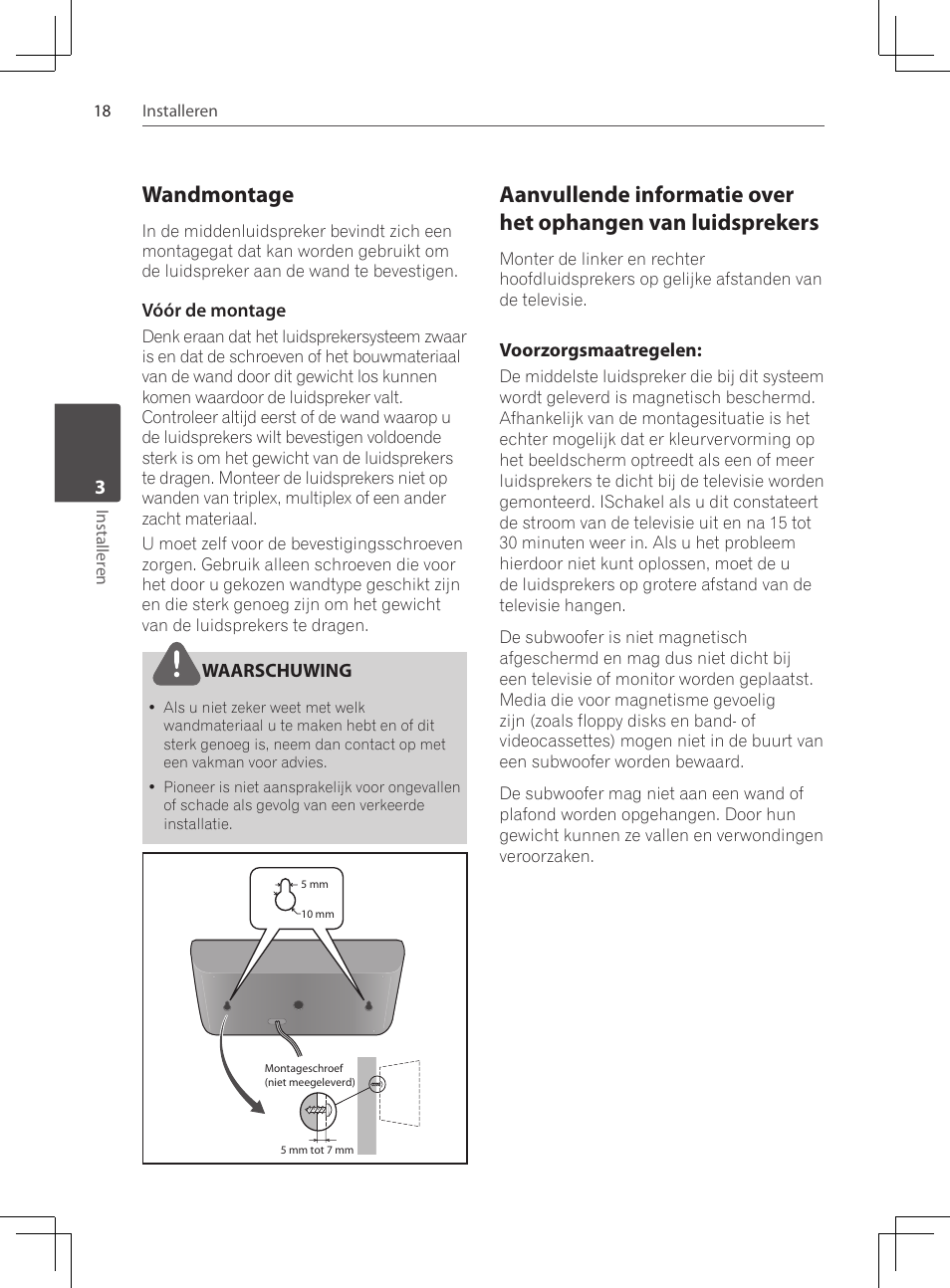 Wandmontage, Aanvullende informatie over het, Ophangen van luidsprekers | Pioneer DCS-424K User Manual | Page 202 / 280
