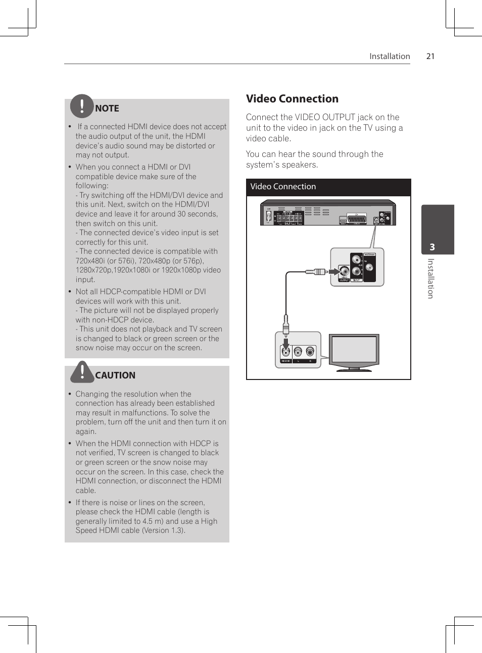 Video connection | Pioneer DCS-424K User Manual | Page 21 / 280