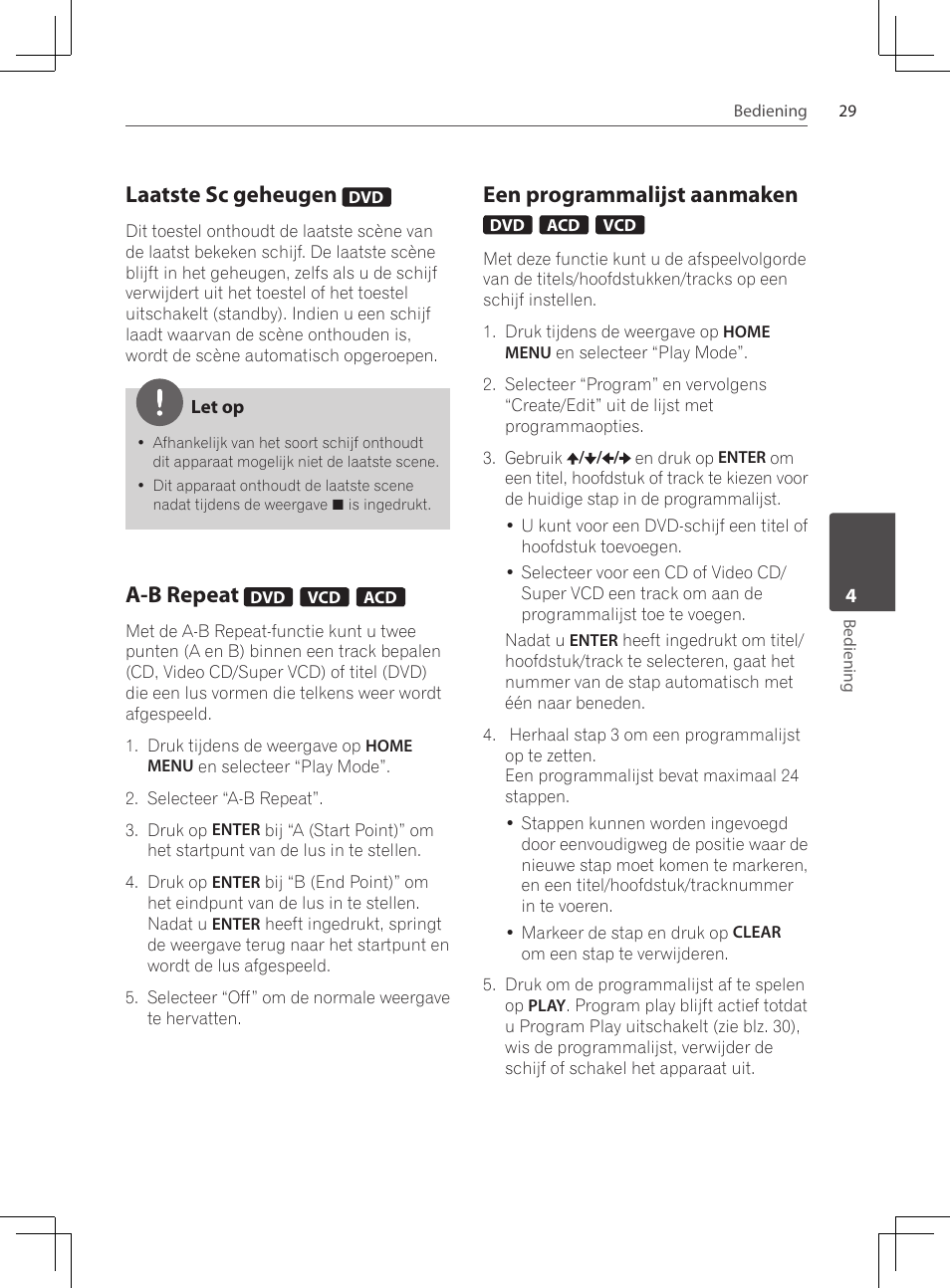 Laatste sc geheugen, A-b repeat, Een programmalijst aanmaken | Pioneer DCS-424K User Manual | Page 213 / 280