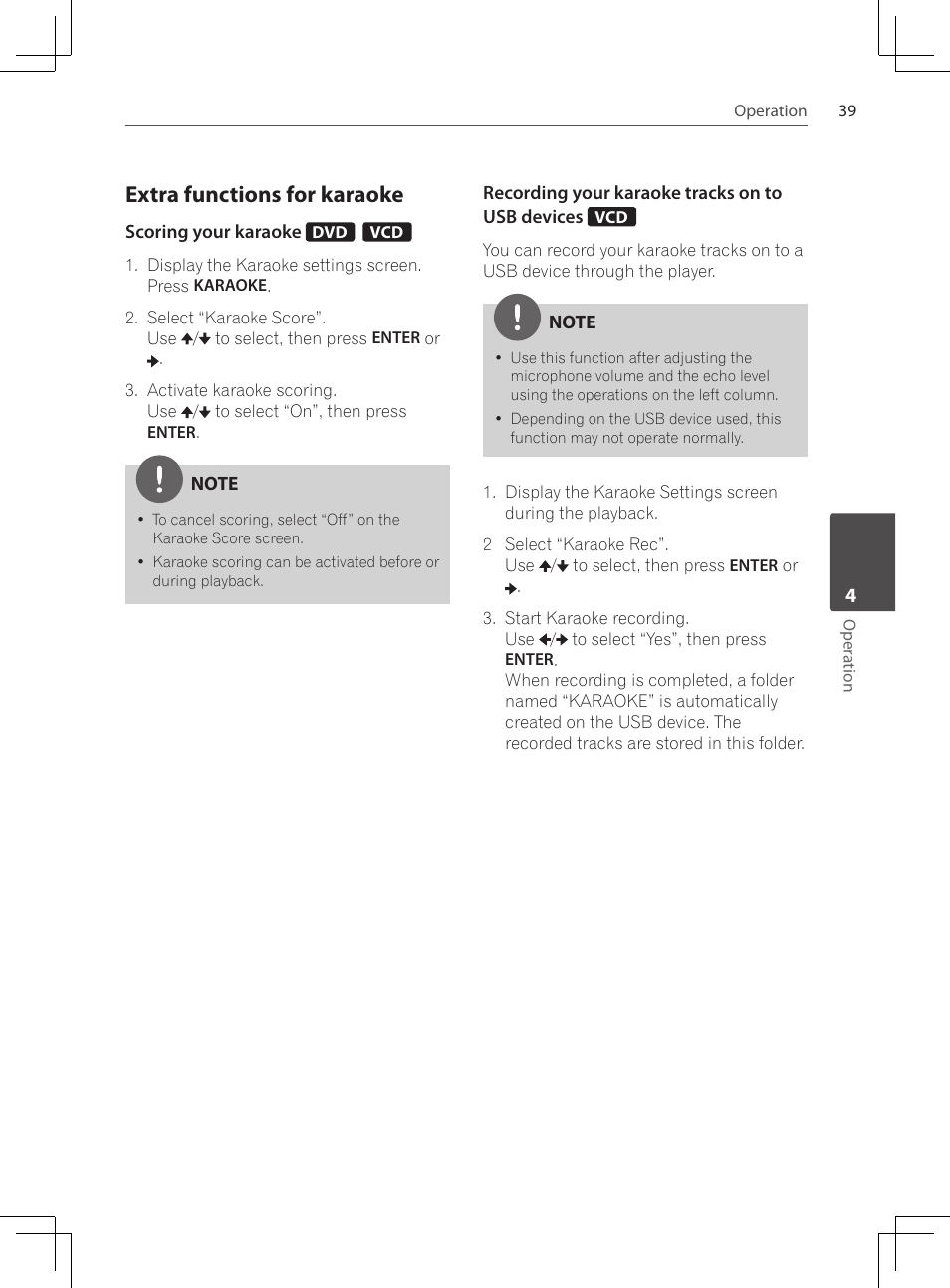 Extra functions for karaoke | Pioneer DCS-424K User Manual | Page 39 / 280