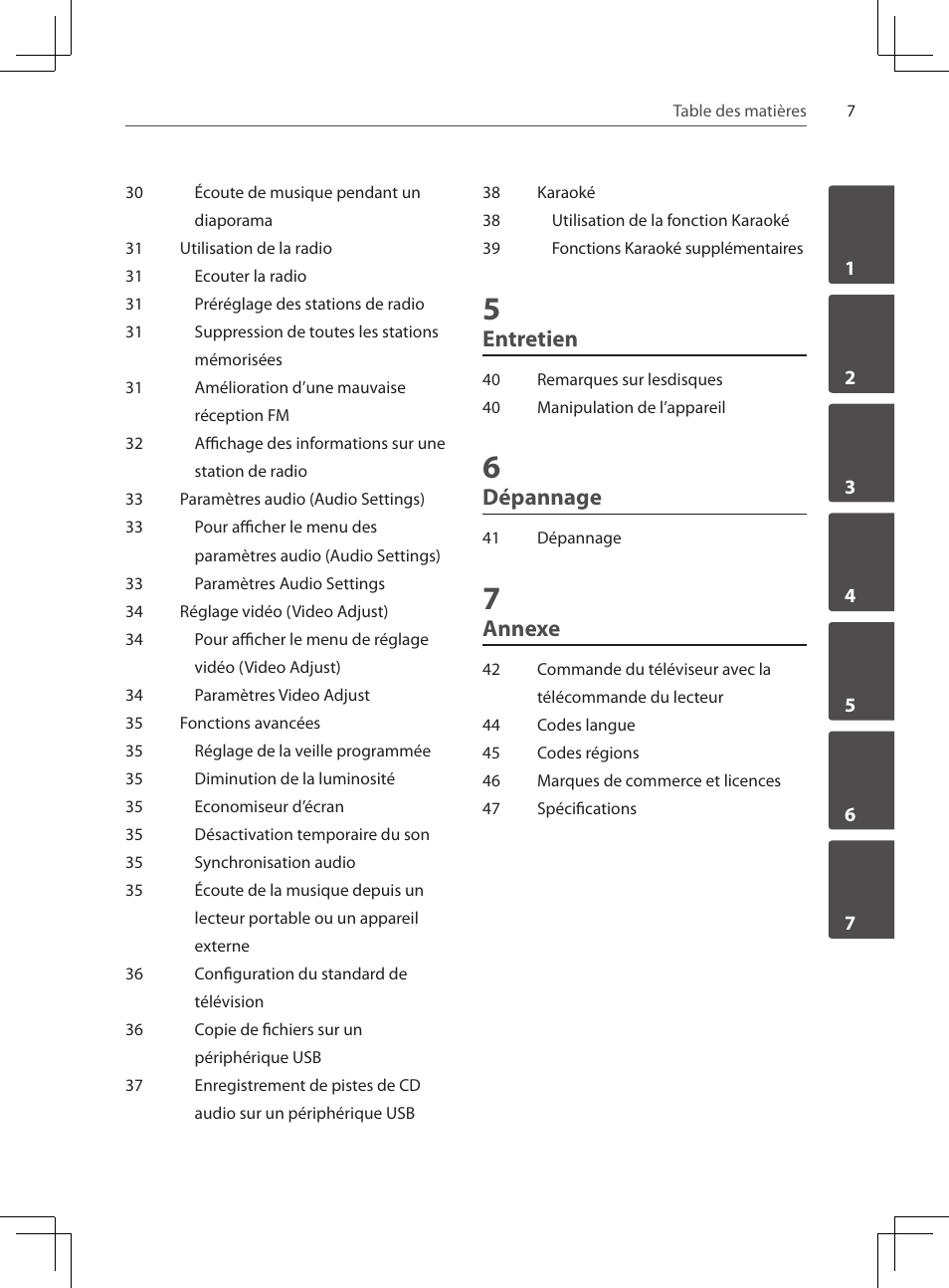 Entretien, Dépannage, Annexe | Pioneer DCS-424K User Manual | Page 53 / 280