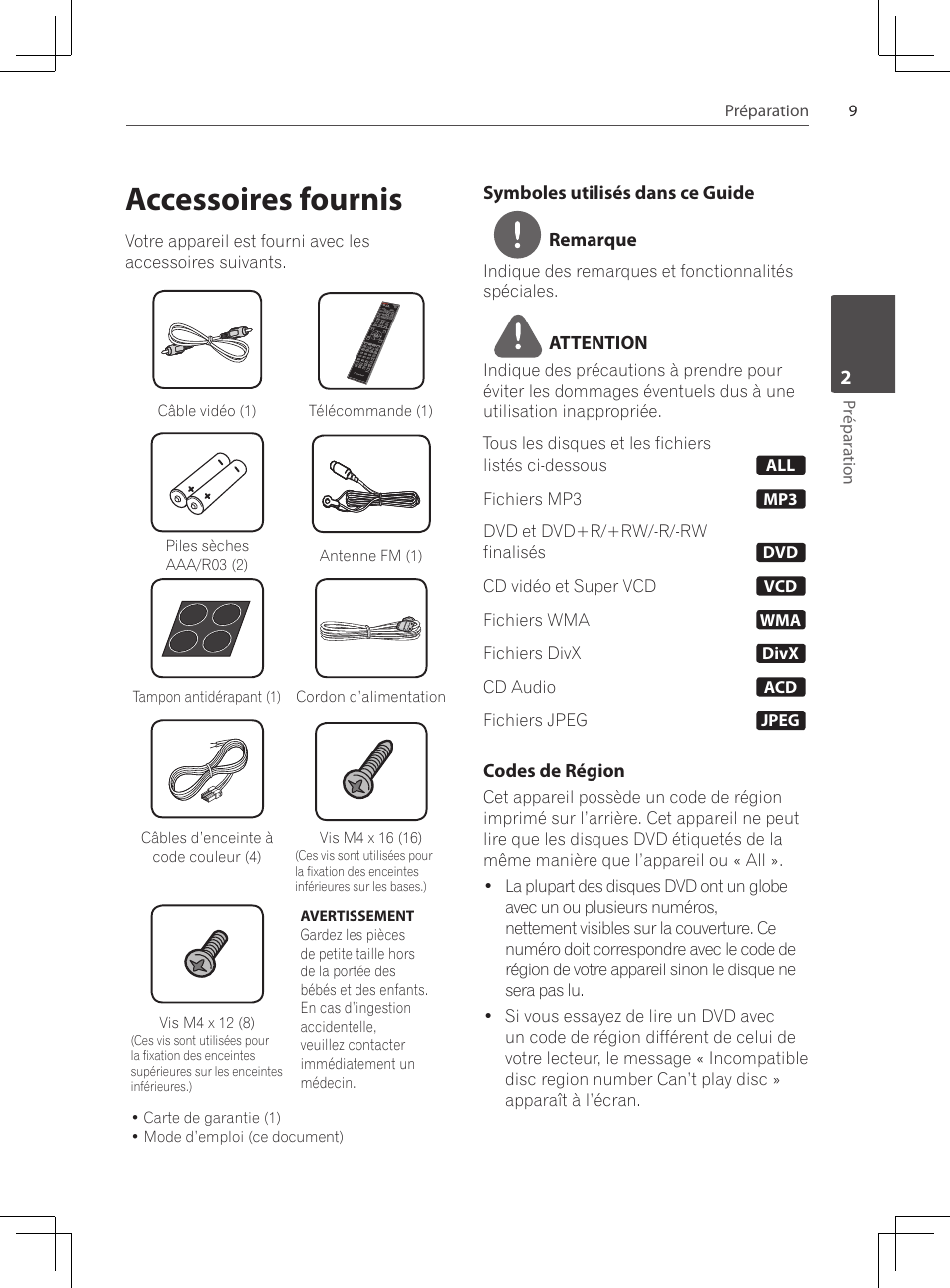 Accessoires fournis | Pioneer DCS-424K User Manual | Page 55 / 280
