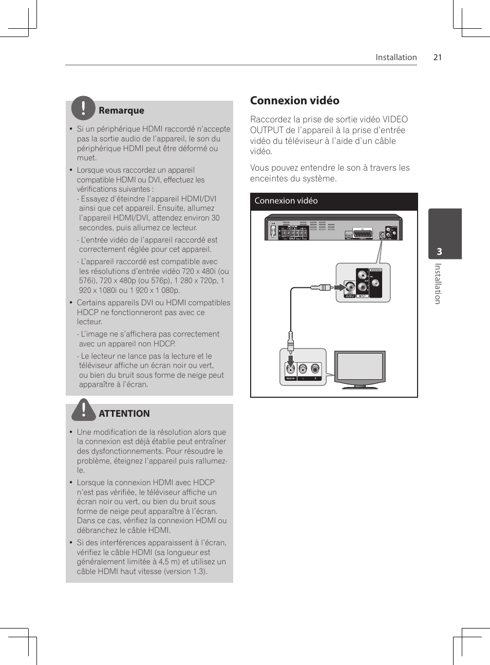 Connexion vidéo | Pioneer DCS-424K User Manual | Page 67 / 280