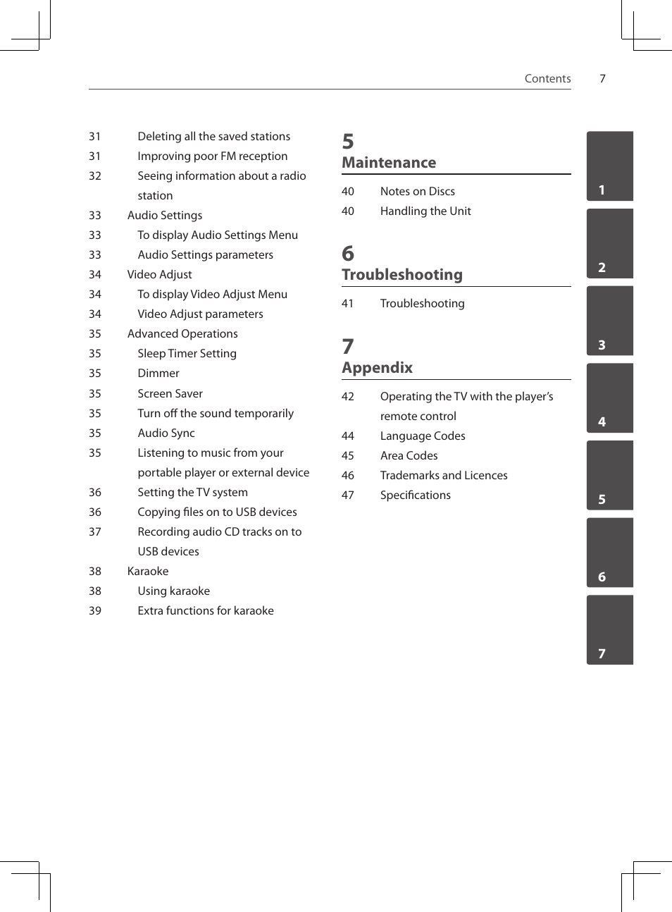 Maintenance, Troubleshooting, Appendix | Pioneer DCS-424K User Manual | Page 7 / 280