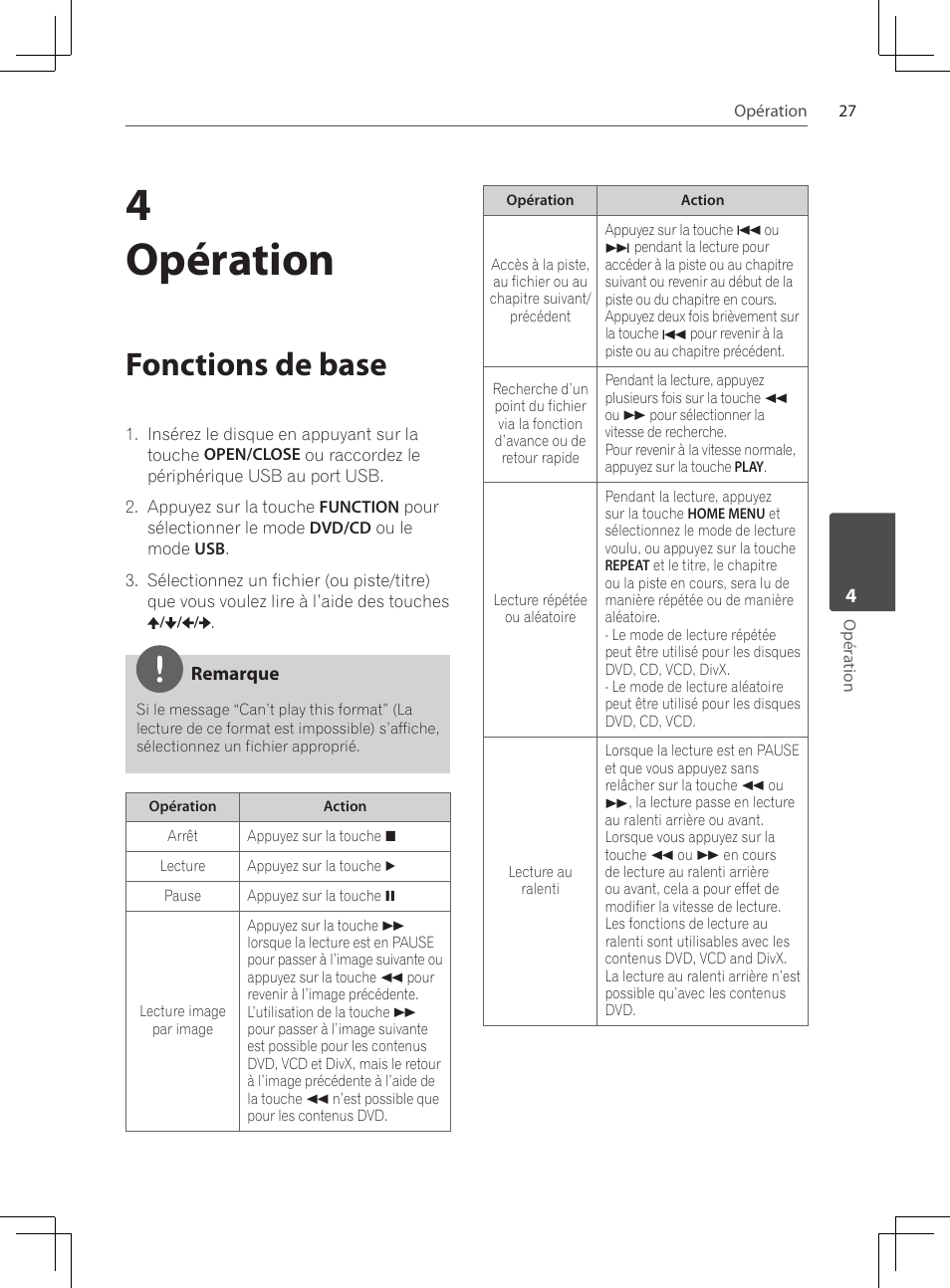 Fonctions de base, 4opération | Pioneer DCS-424K User Manual | Page 73 / 280