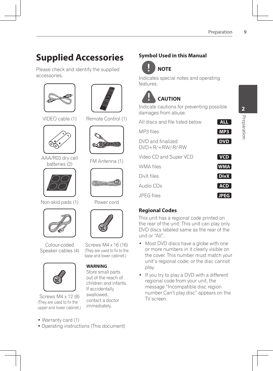 Supplied accessories | Pioneer DCS-424K User Manual | Page 9 / 280