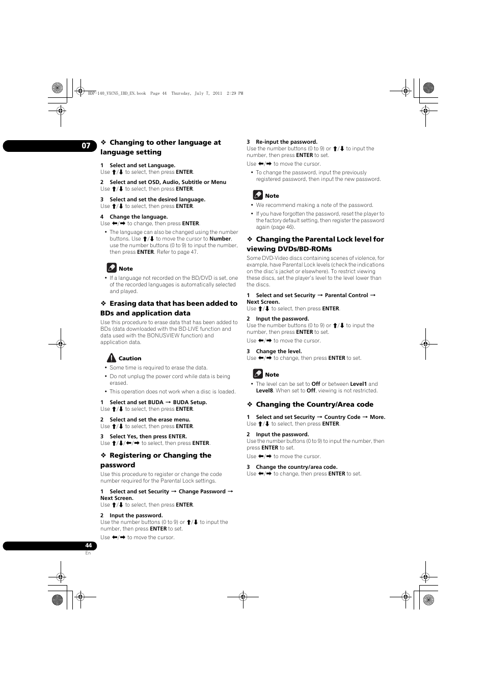 Pioneer BDP-440 User Manual | Page 44 / 64