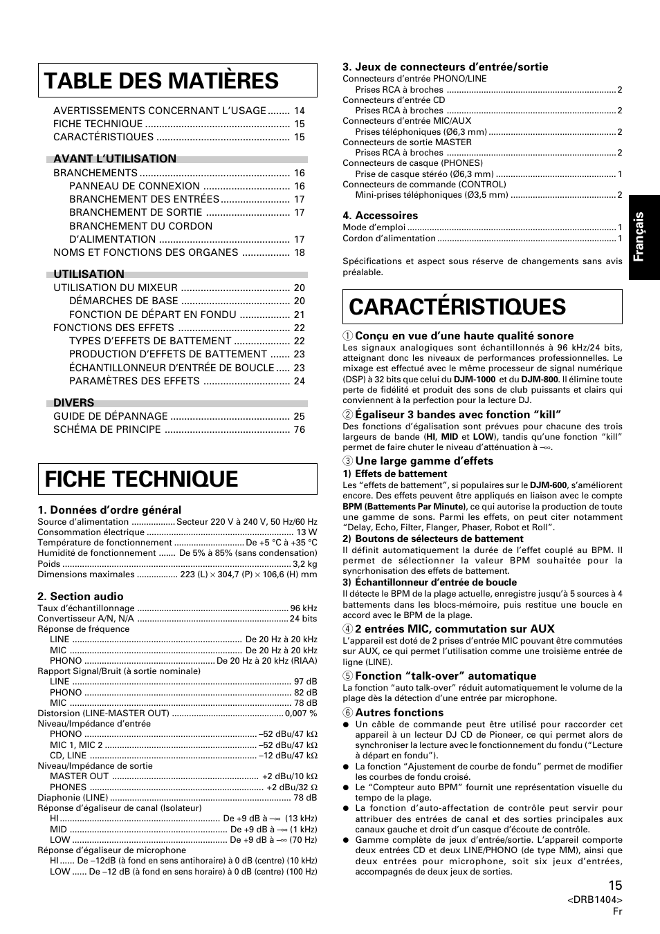 Pioneer DJM-400 User Manual | Page 15 / 76