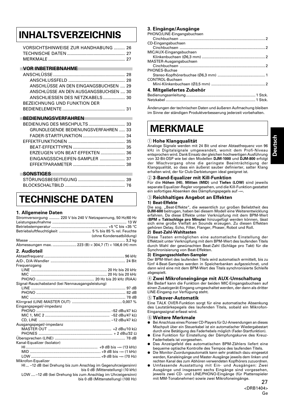 Pioneer DJM-400 User Manual | Page 27 / 76