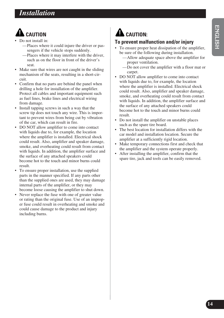 Installation | Pioneer PRS-D1200M User Manual | Page 15 / 114
