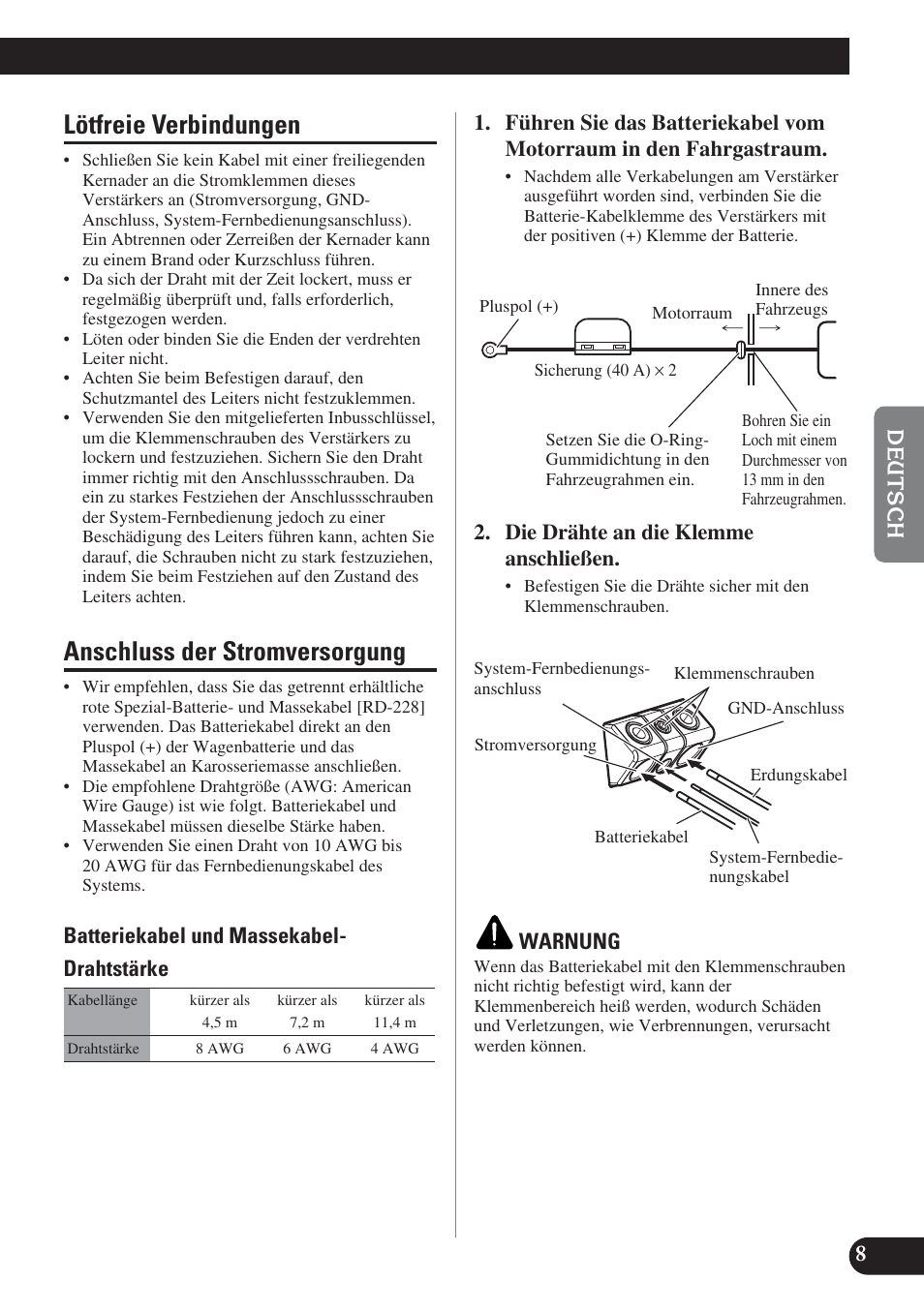 Lötfreie verbindungen, Anschluss der stromversorgung | Pioneer PRS-D1200M User Manual | Page 41 / 114