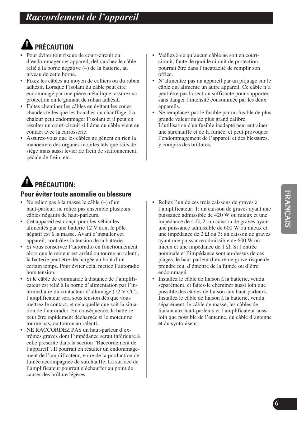 Raccordement de l’appareil | Pioneer PRS-D1200M User Manual | Page 55 / 114