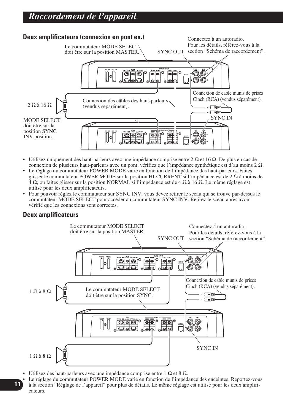 Raccordement de l’appareil | Pioneer PRS-D1200M User Manual | Page 60 / 114