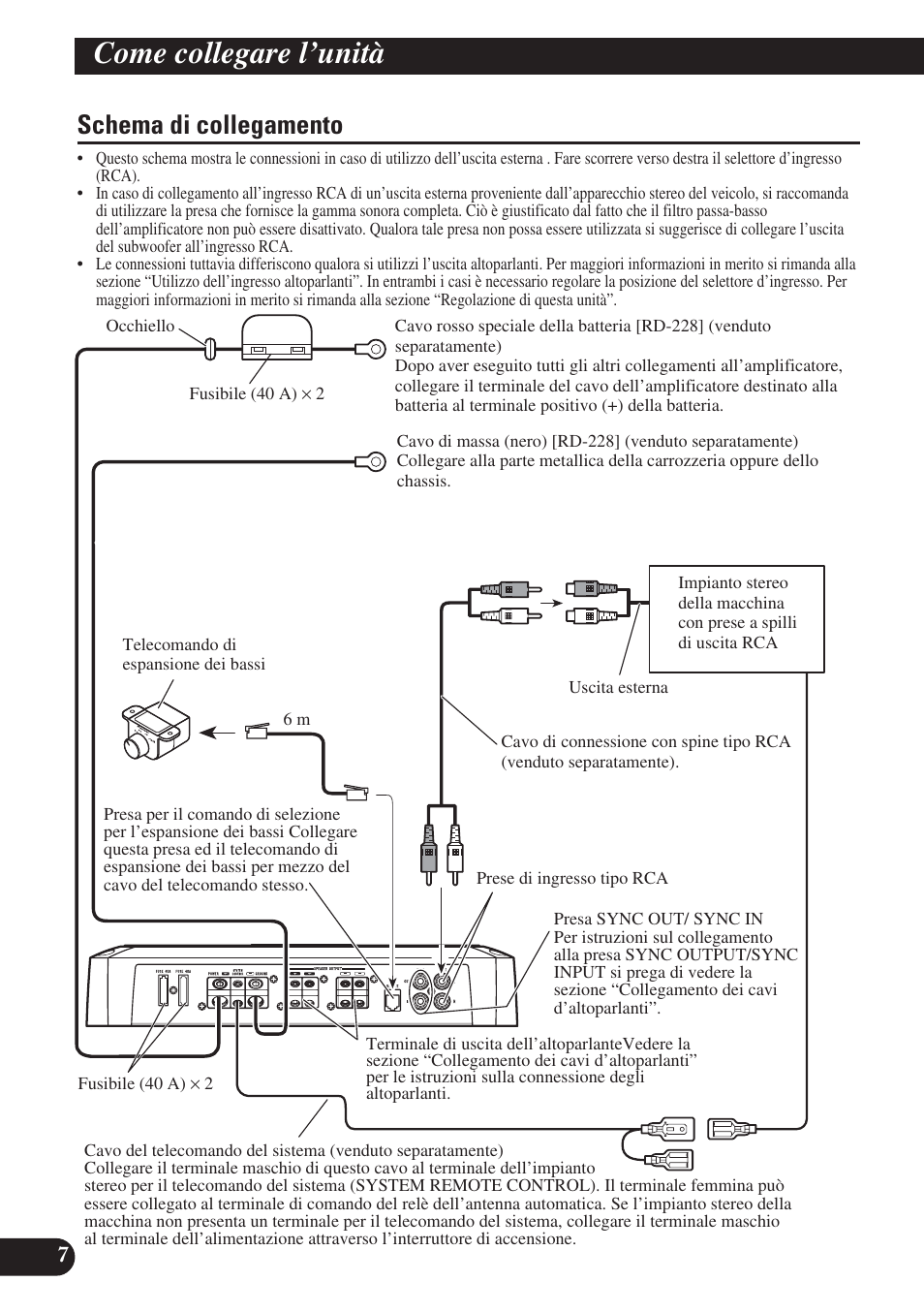 Schema di collegamento, Come collegare l’unità | Pioneer PRS-D1200M User Manual | Page 72 / 114