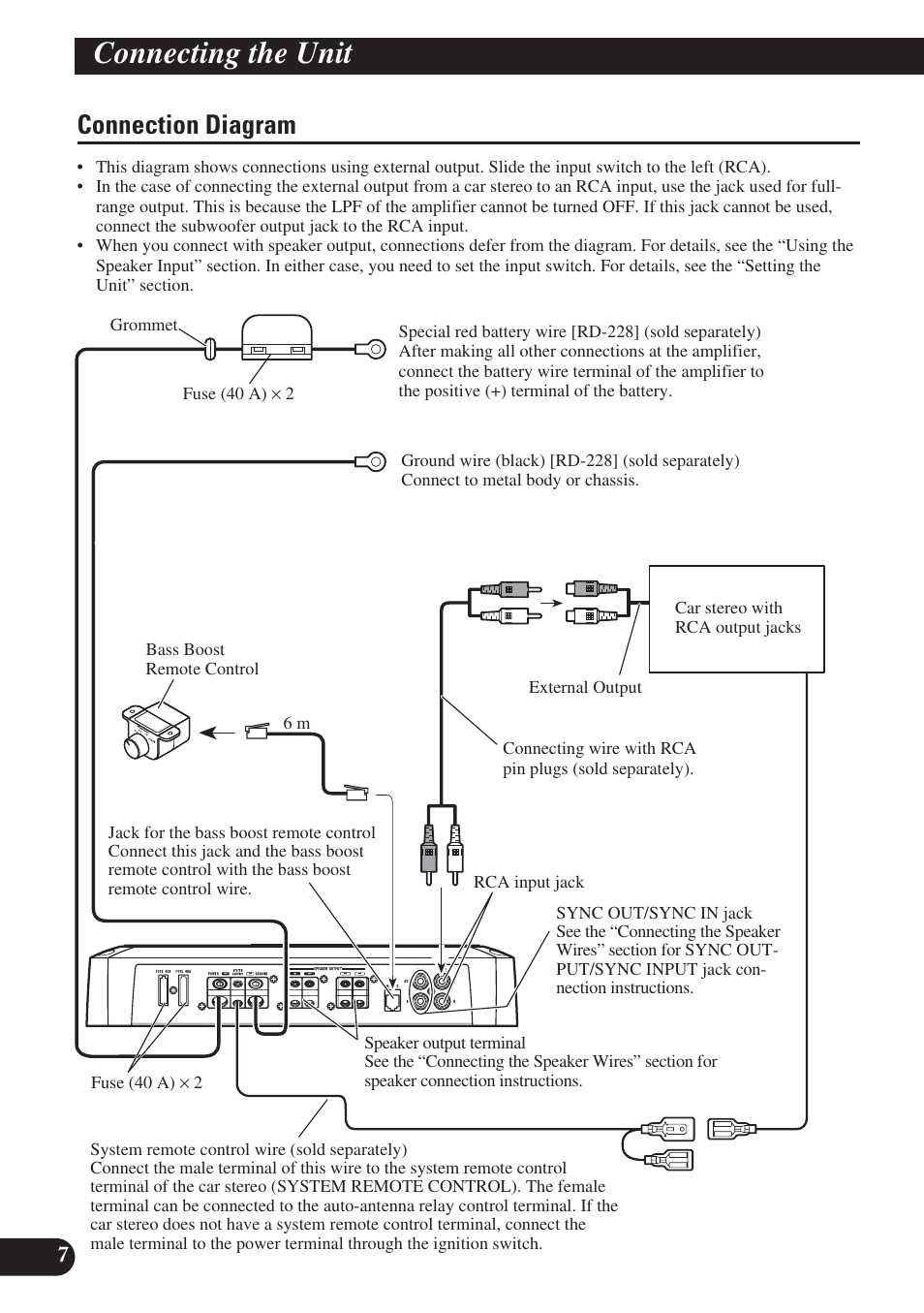 Connection diagram, Connecting the unit | Pioneer PRS-D1200M User Manual | Page 8 / 114