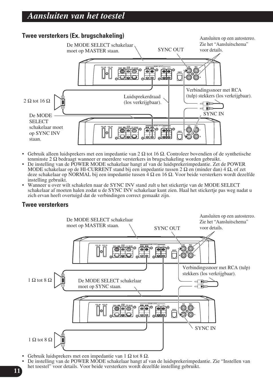 Aansluiten van het toestel | Pioneer PRS-D1200M User Manual | Page 92 / 114