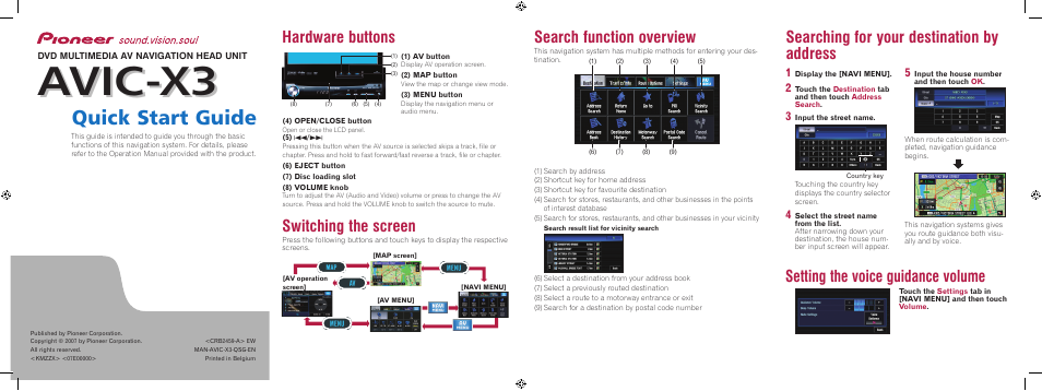 Pioneer AVIC-X3 User Manual | 2 pages