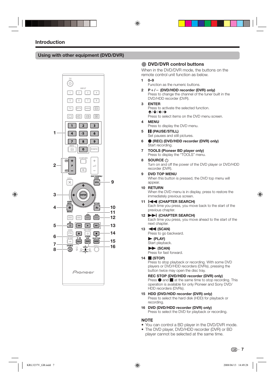 Introduction, Using with other equipment (dvd/dvr) | Pioneer KRL-32V User Manual | Page 10 / 340