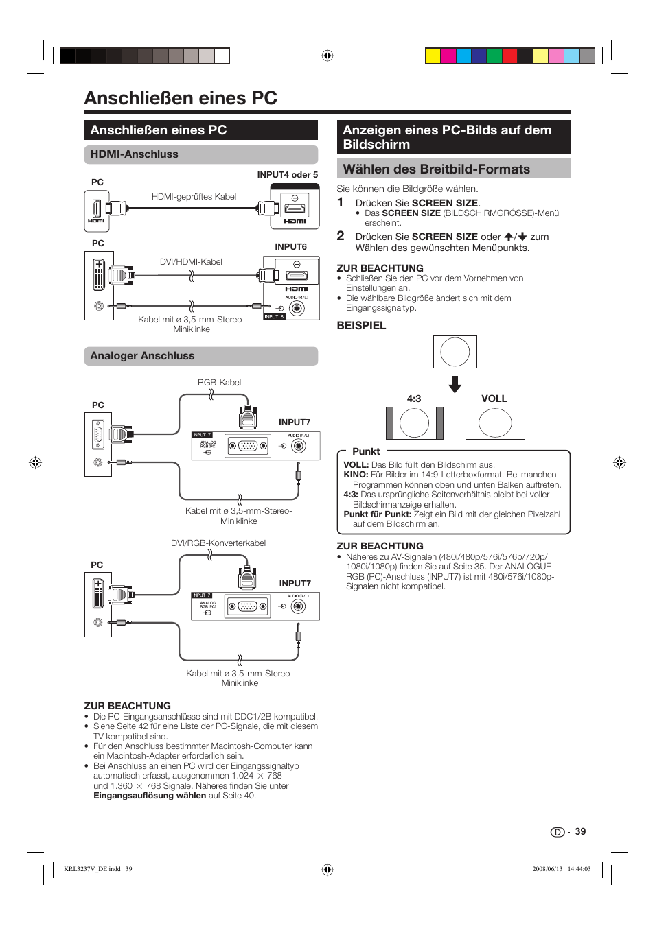 Anschließen eines pc | Pioneer KRL-32V User Manual | Page 138 / 340