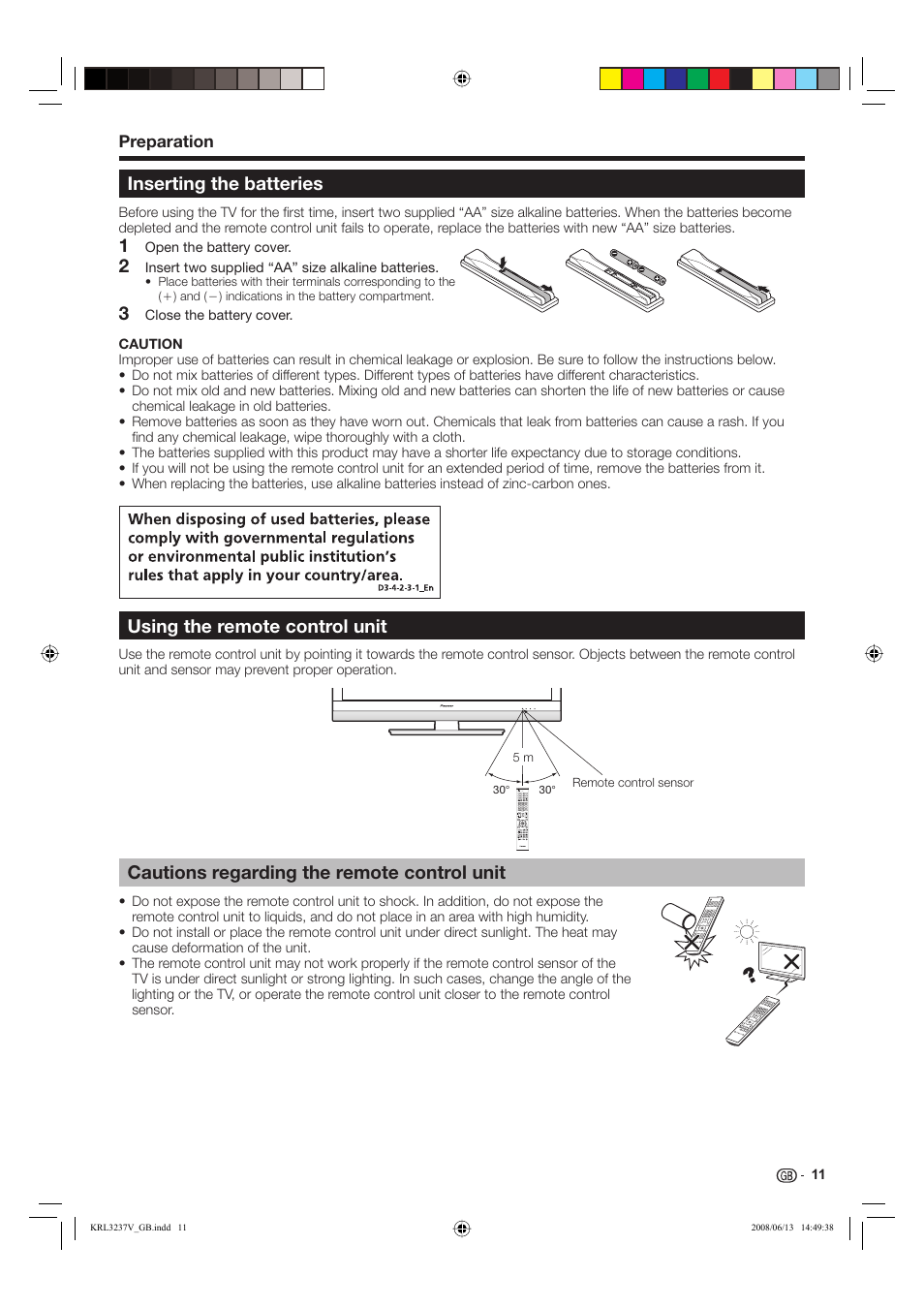 Inserting the batteries, Cautions regarding the remote control unit, Using the remote control unit | Pioneer KRL-32V User Manual | Page 14 / 340