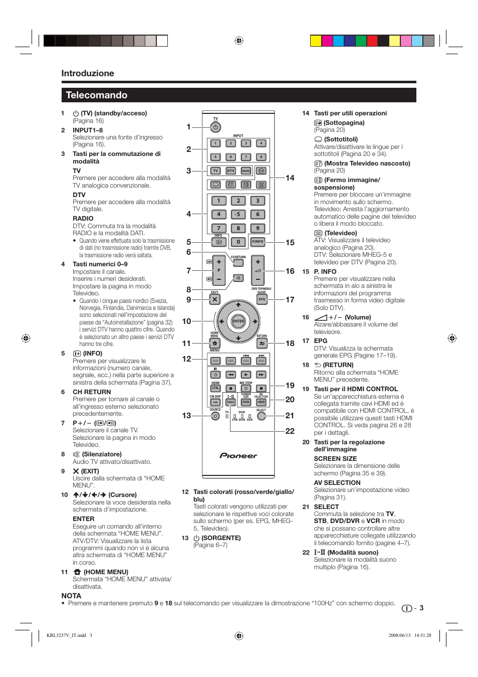 Telecomando, Introduzione | Pioneer KRL-32V User Manual | Page 150 / 340