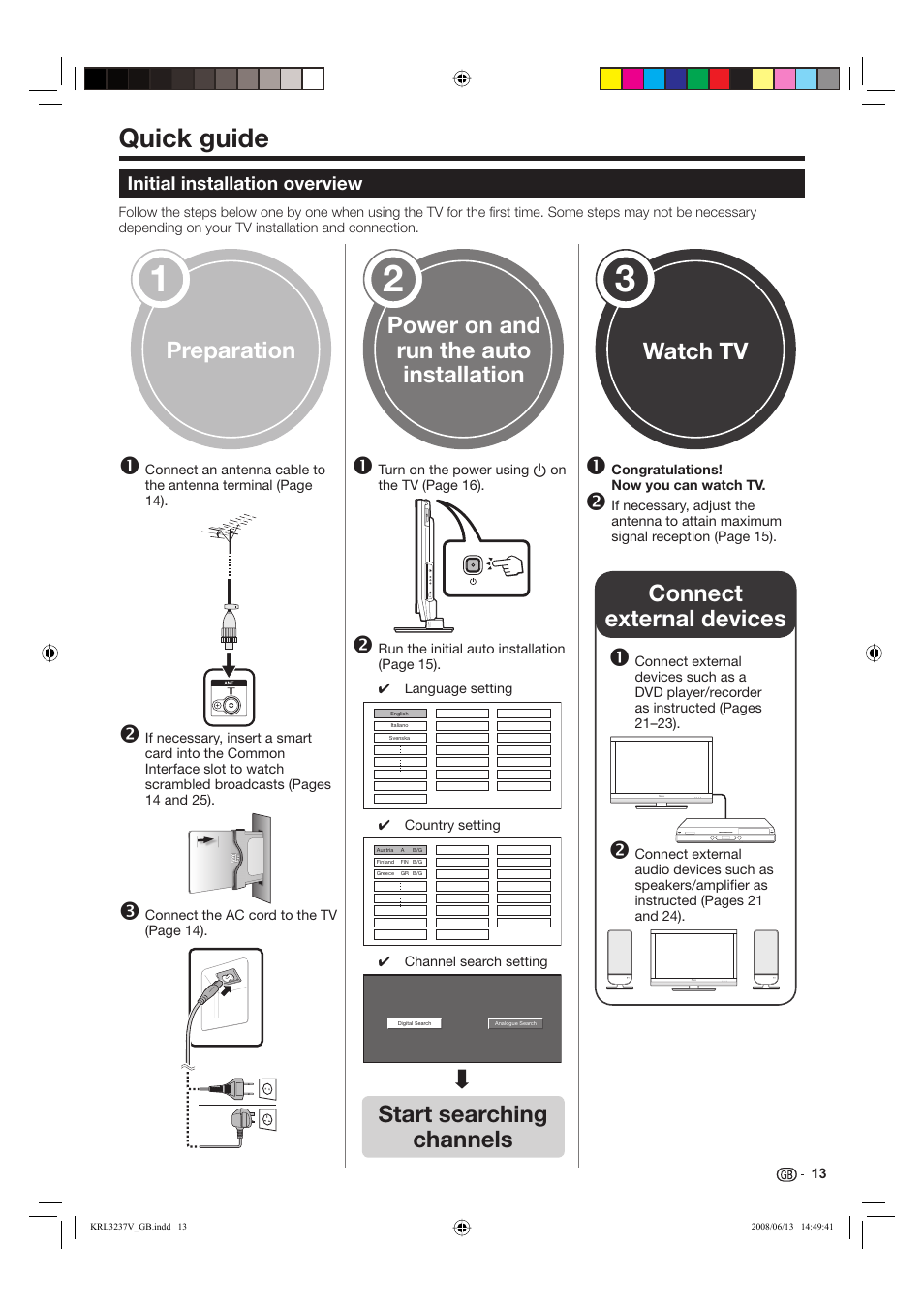 Quick guide, No p, Start searching channels | Pioneer KRL-32V User Manual | Page 16 / 340